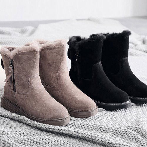 K639 여성 퍼안감 지퍼 털부츠 겨울방한신발